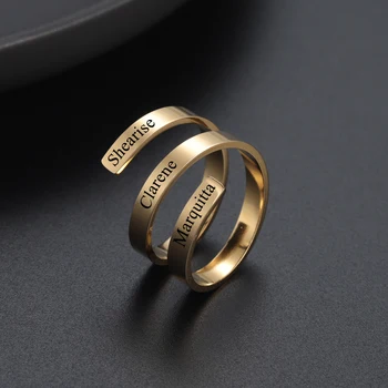 

Personalized Name Ring Engraved Three names Ring Party Custom Wedding Rings For Women Men Stainless Steel Personalized Jewelry
