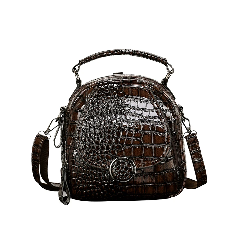 Fashion Pu Leather Women Backpacks Crocodile Pattern Vintage Small Shoulder Bag Female Alligator Sac A Dos Mochila Feminian New - Цвет: brown