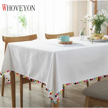 

White Tablecloth Striped Checkered Tassel Tablecloth Table Cloth Rectangular Lace Tablecloth Holiday Decoration Tablecloth