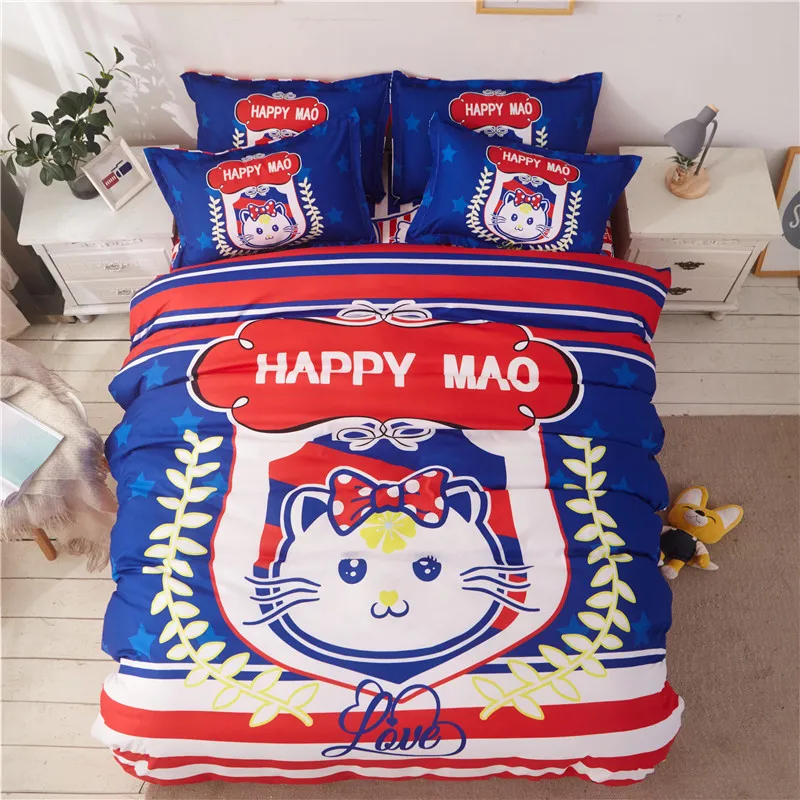 Утепленное постельное белье Hello KT Cat, Мультяшные Детские простыни, пододеяльник, 4 шт., шерстяное одеяло, 3 шт., всесезонное, универсальное - Цвет: E
