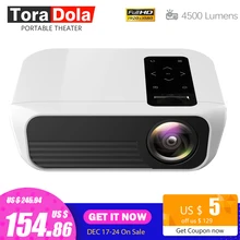 TORA DOLA Full HD 1920*1080P портативный проектор T8-AD, Android 7,1(2G+ 16G), поддержка 4K домашнего кинотеатра медиаплеер