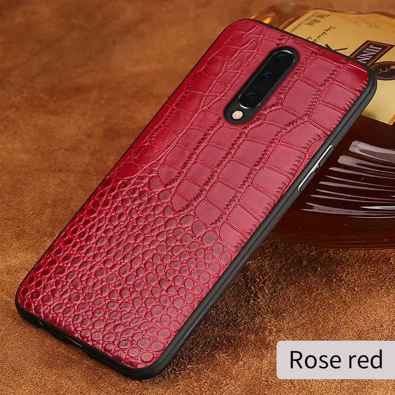 Чехол из натуральной кожи для Oneplus 7 6T 6 7Pro, чехол для One plus 7 Pro 5 5T crocodile Garin 360, полный защитный бронированный чехол для телефона - Цвет: Розово-красный