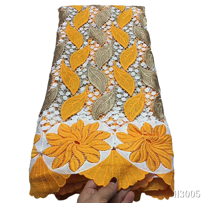 HFX высококачественное Кружевное белое гипюровое кружево tissus africains гипюровое кружево Дубай хлопковое кружево нигерийская кружевная ткань H3005 - Цвет: as picture