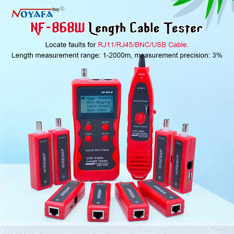Тестер кабелей Lan тестер UTP для RJ45/RJ11/BNC/USB английская версия NF_868W|utp cable tester|lan testerlan