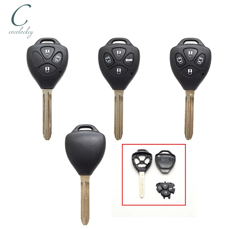 Cocolockey 2/3/4 Buttons Remote Car Key Case Shell FOB For Toyota Camry RAV4 Yaris Prado Tarago Corolla REIZ Crown Avalon Venza