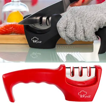 

MYVIT 4-in-1 Scissors Sharpener Kitchenware Handheld 4-Stage Shears Sharpening System Stainless Steel