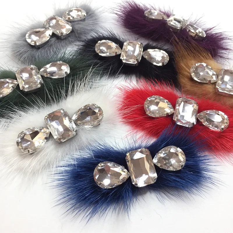 

10pcs Imitation Mink Bowknot Rhinestone Diy Ornament Winter Coat Hair Accessories Diy Decorative Crafts Materials