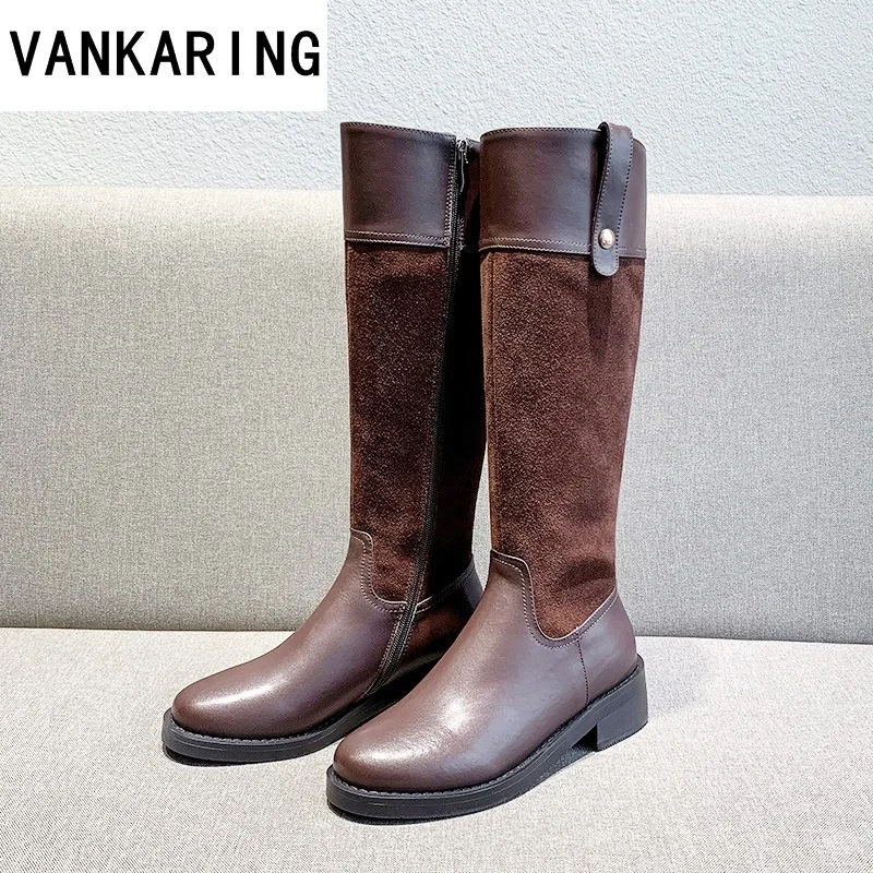 

fashion riding boots knee high slim boots mixed color riding boots women elegant soft leather zipper boots plus size shoes woman