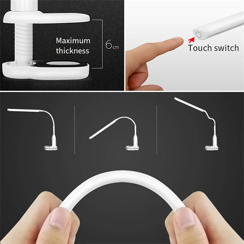 500LM Eye Protect LED Desk Lamp Switch Sensor Control Table Light USB Powered Stepless Dimmable Ben