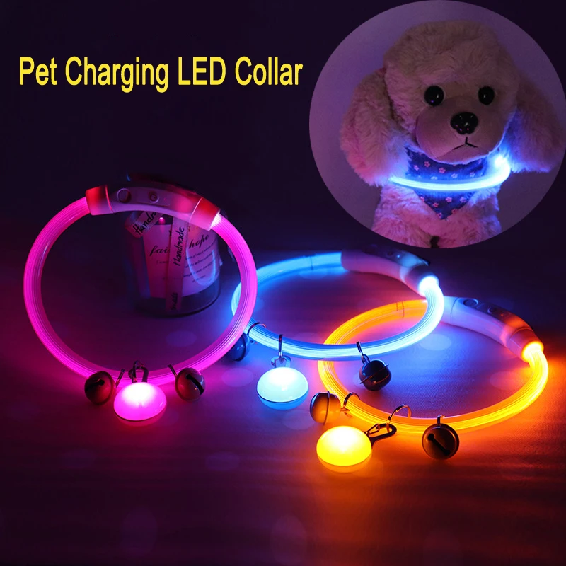 Dog Collar Adjustable Luminous Safety Night Light Cat Necklace Puppy