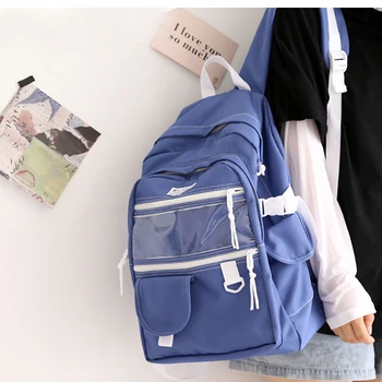 

College Book Lady Badge Backpack Kawaii Fashion teenage Girl School Bag Women Large Backpacks Nylon Female Harajuku Bag Student