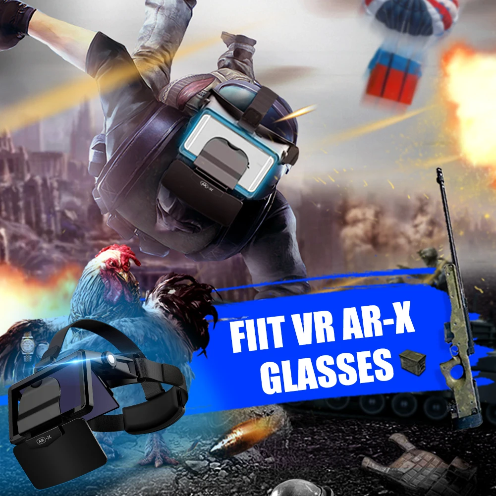 FIITAR-X AR Smart Glasses Enhanced 3D VR Glasses Box Headphones Virtual Reality Helmet VR Headset For 4.7-6.0 Inches Smartphone