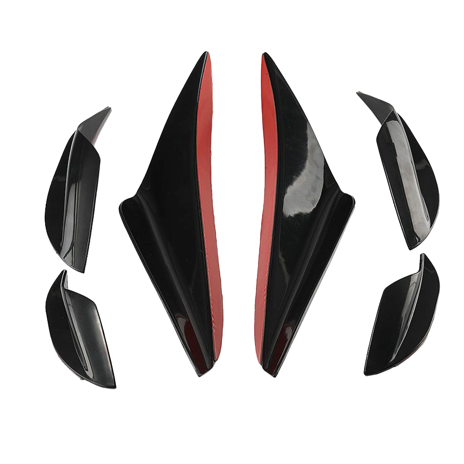  6 Pcs Universal Car Front Bumper Fins Exterior Lip Splitter Carbon Fiber Body Spoiler Canards Valence Plate Sticker Car Styling