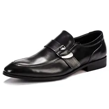 Fashion Designer Mens Leather Shoes Oxford Genuine Leather Shoe Formal High Quality Italian Hasp Business Dress Shoe