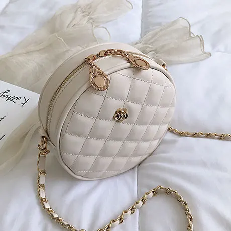 18 CM Beige Элегантная женская клетчатая круглая сумка модная Новая высококачественная женская дизайнерская сумка из искусственной кожи с цепочкой через плечо - Цвет: 18 CM Beige