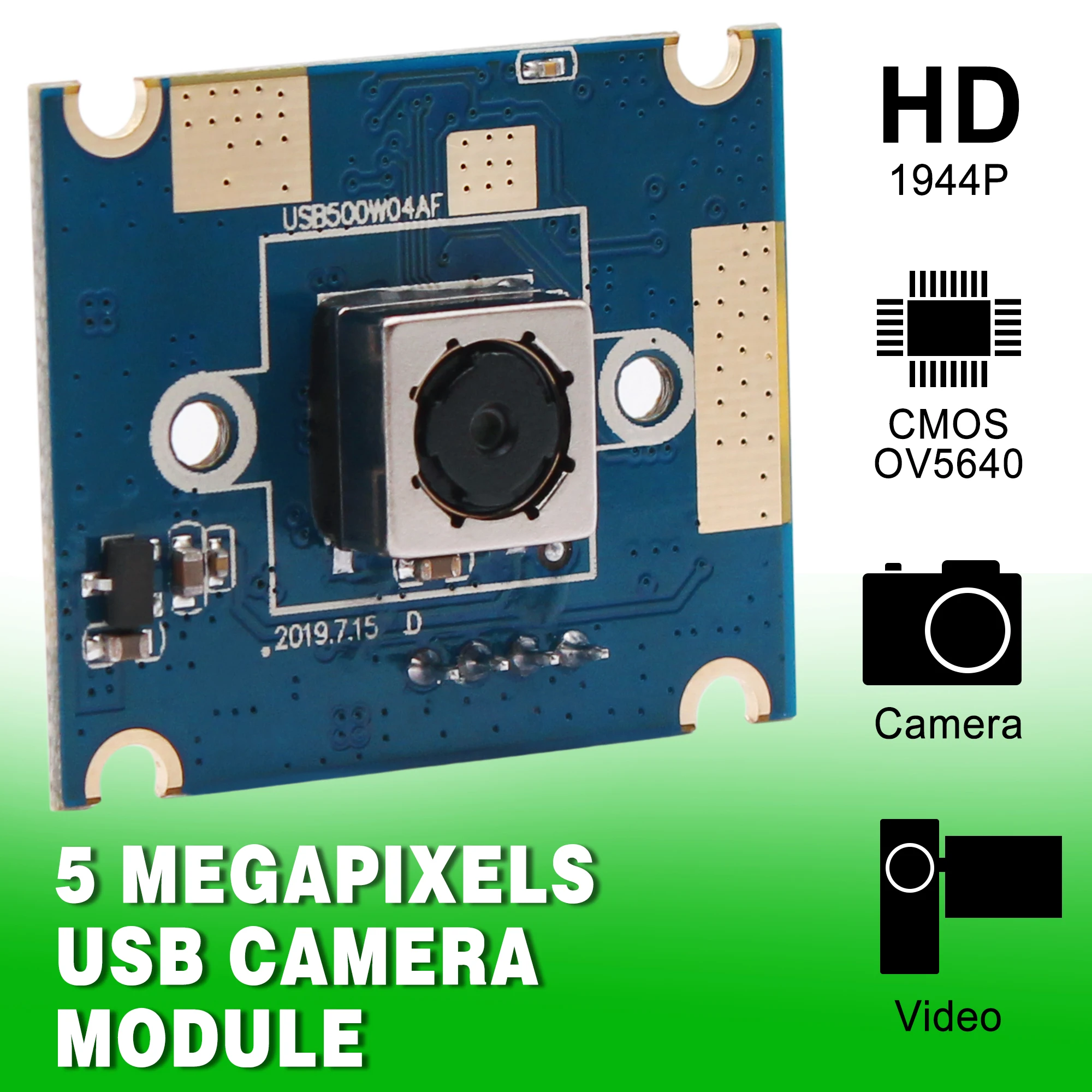 Модуль микро камеры 5 Мп 2592X1944 MJPEG и YUY2 Mini 30x30 мм с автофокусом OV5640 oem usb 60 градусным HD