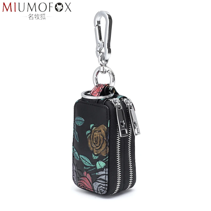 

Car Key Case Ladies Genuine Leather Large Capacity Keychain Bag Fashion 2020 New Keys Pouch Housekeeper Unisex Key Holder Wallet