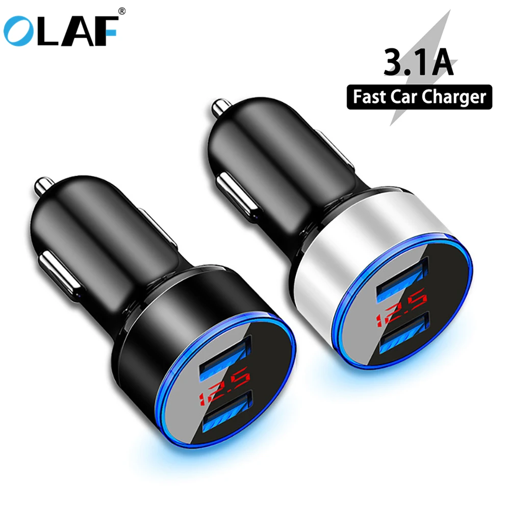 3.1A LED Display Dual USB Car Charger Universal Mobile Phone Car