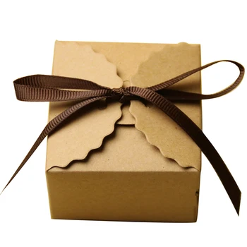 

50pcs Wedding Vintage With Ribbon Party European Favor Gift Paper Packaging Mini Candy Box Square DIY