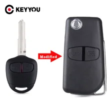 Keyyou 2 botão modificado flip dobrável remoto chave caso escudo para mitsubishi novo asx grandis outlander lancer-ex lâmina direita/esquerda