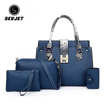 

2019 4 Pcs Women Handbag Sets Brand PU Leather Women Shoulder Bags Fashion Women Messenger Bags Large Tote Bag Female CJ1201