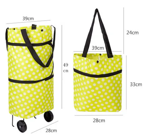 Складная хозяйственная сумка с колесами, тележка, супер рынок, хозяйственная буксирная сумка с 2 колесами, хозяйственная сумка, складная сумка