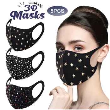 

5PCS Fashion Dust cover Fashion Women Men Shiny diamond Reusable Breathable Protection Comfortable and soft Mask Суперобложка