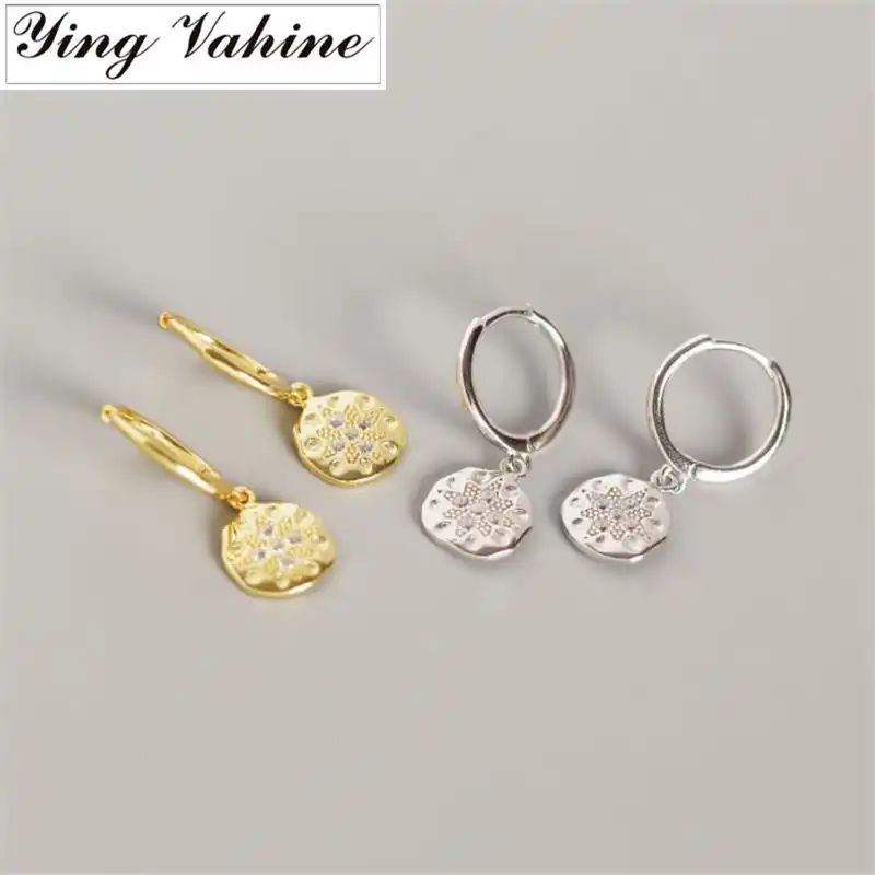 Ying Vahine 100% стерлингового серебра 925 Baroco Стиль Винтаж Белый циркон серьги-гвоздики с подвеской для женщин