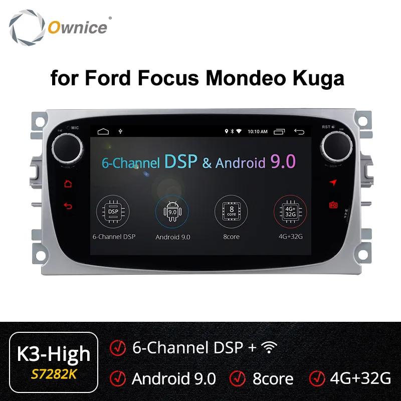 Ownice K1 Автомобильный мультимедийный плеер Android gps 2 Din dvd-плеер автомобиля для FORD/Focus/S-MAX/Mondeo/C-MAX/Galaxy автомобиль радионавигационная - Цвет: S7282 K3-High