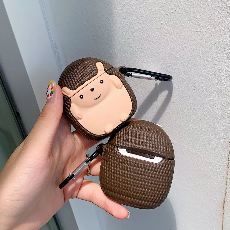 Коробка милый hedgedog 3D кожухи головных телефонов для airpods 2 защитный чехол для Apple Bluetooth чехол для наушников силиконовый мягкий корпус