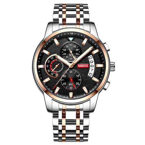 Мужские швейцарские часы часы мужские новые мужские часы люксовый бренд NIBOSI Хронограф Мужские спортивные часы полностью стальные водонепроницаемые кварцевые мужские часы Relogio Masculino - Цвет: 3