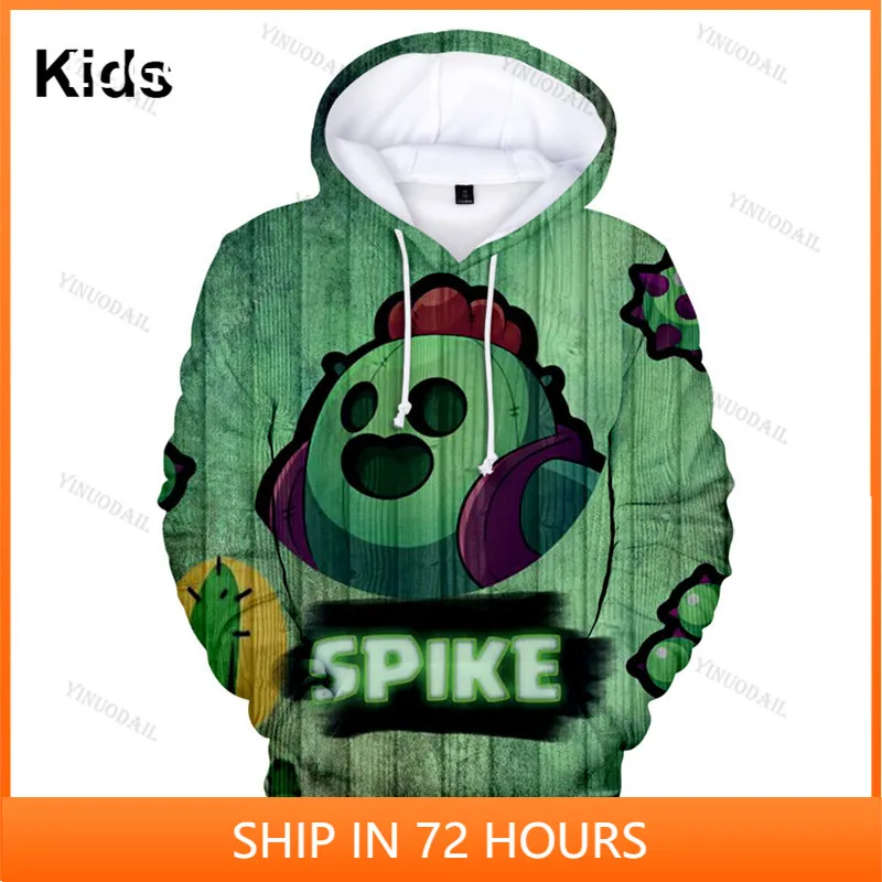 

Spike Wanted 6 To 19 Years Kids Leon Sweatshirt Shooting Game PRIMO 3D Hoodie Boys Girls Brawling Star Cartoon Tops Teen Clothes