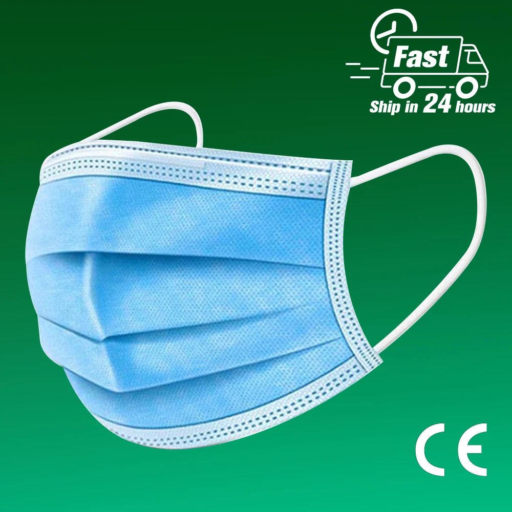

ANMONE Face Mask 20Pcs Disposable Protective Mask 3-layer Ear Loop filter mouth Protect Airborne Droplets For Face Fast Shiping
