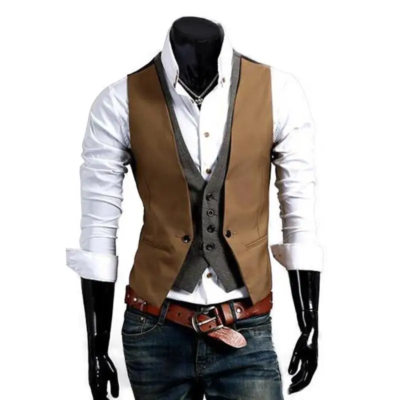 Business and Leisure Men's Double Breasted Waistcoat Dress Vest Meeting Party Wedding Formal Sleeveless Jacket