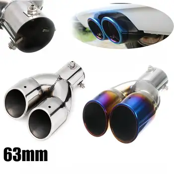 

63mm Exhaust Pipe Muffler tail pipe outlet nozzle end Universal Stainless Steel Car Rear Dual Outlet Exhaust Tail Muffler