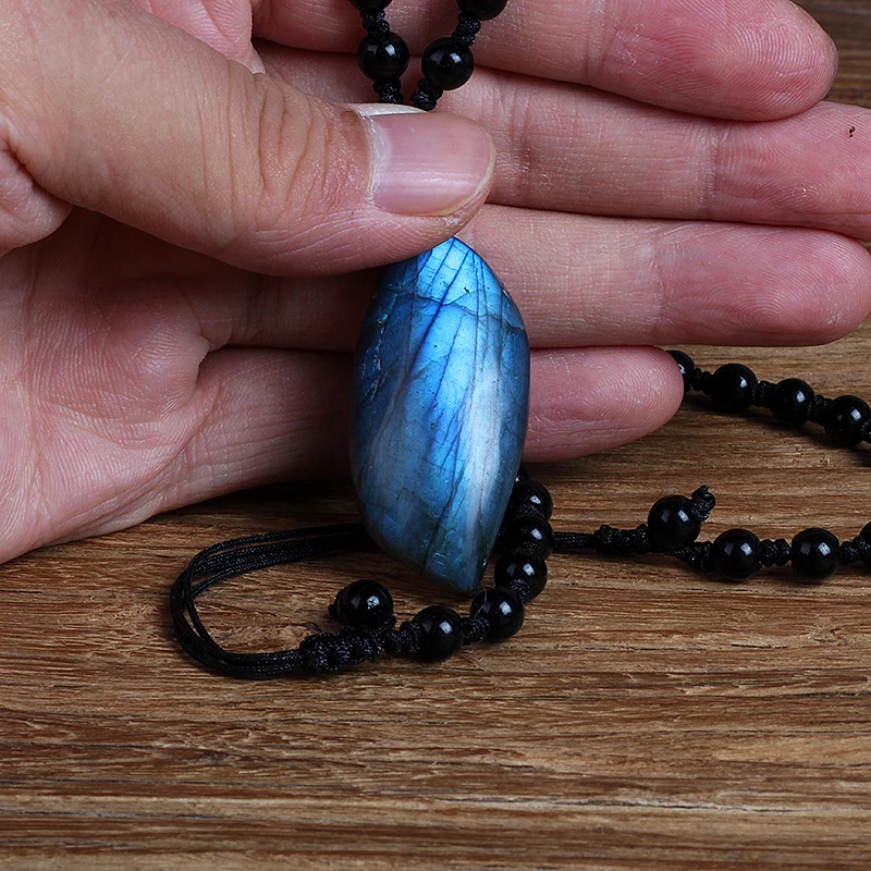 Natural Crystal Labradorite Pendant Necklaces Moonstone Sunstone Nature Stone Pendant Divination Spiritual Meditation Jewelry - Image 2