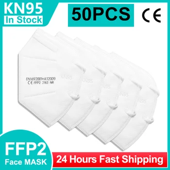 

50 KN95 CE FFP2 Facial Face Mascarillas Mask 5 Layers Filter Protective Health Care Breathable 95% Mouth Masks For Face kn95