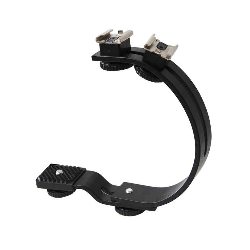 C Форма Двойной Горячий башмак держатель для вспышки непрерывный светодиодный Фото Видео Освещение мини DV