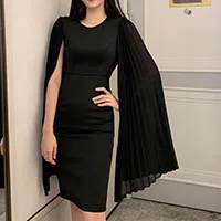 HIGH STREET новейшая мода дизайнерское подиумное Платье женское платье-карандаш с рукавами-крылышками - Цвет: Черный