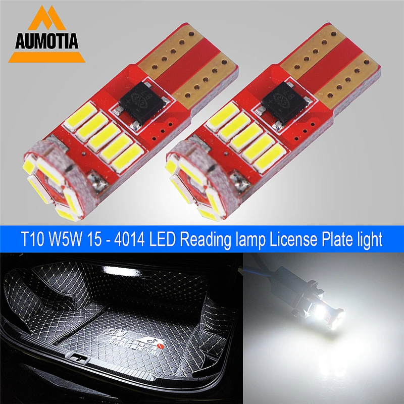 100 шт. автомобиль T10 W5W 194 светодиодный 4014 SMD 15 светодиодный Авто клиновидный для салона светильник Купол Карта багажник фонарь освещения номерного знака 12V