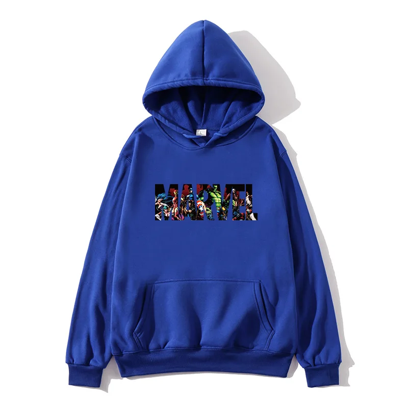Royal blue Бренд Marvel Толстовка Мужская высокого качества с длинным рукавом Повседневная Дамская Мужская толстовка с капюшоном с чудо-принтом спортивная толстовка - Цвет: Royal blue