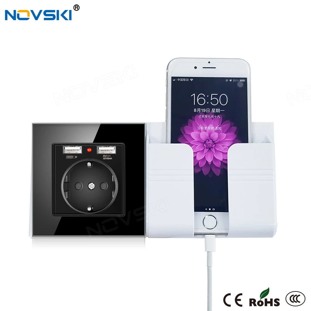 Электрическая настенная розетка NOVSKI держатель для смартфона 11 дюймов USB зарядка
