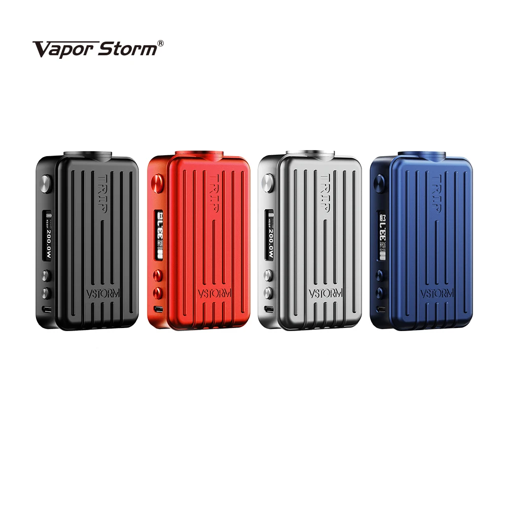 Паровой шторм комплект с 200 Вт Vapor Storm Trip Box Mod и 2 мл/6 мл Trip Tank 0,91 дюймов OLED без 18650 батареи против Drag 2