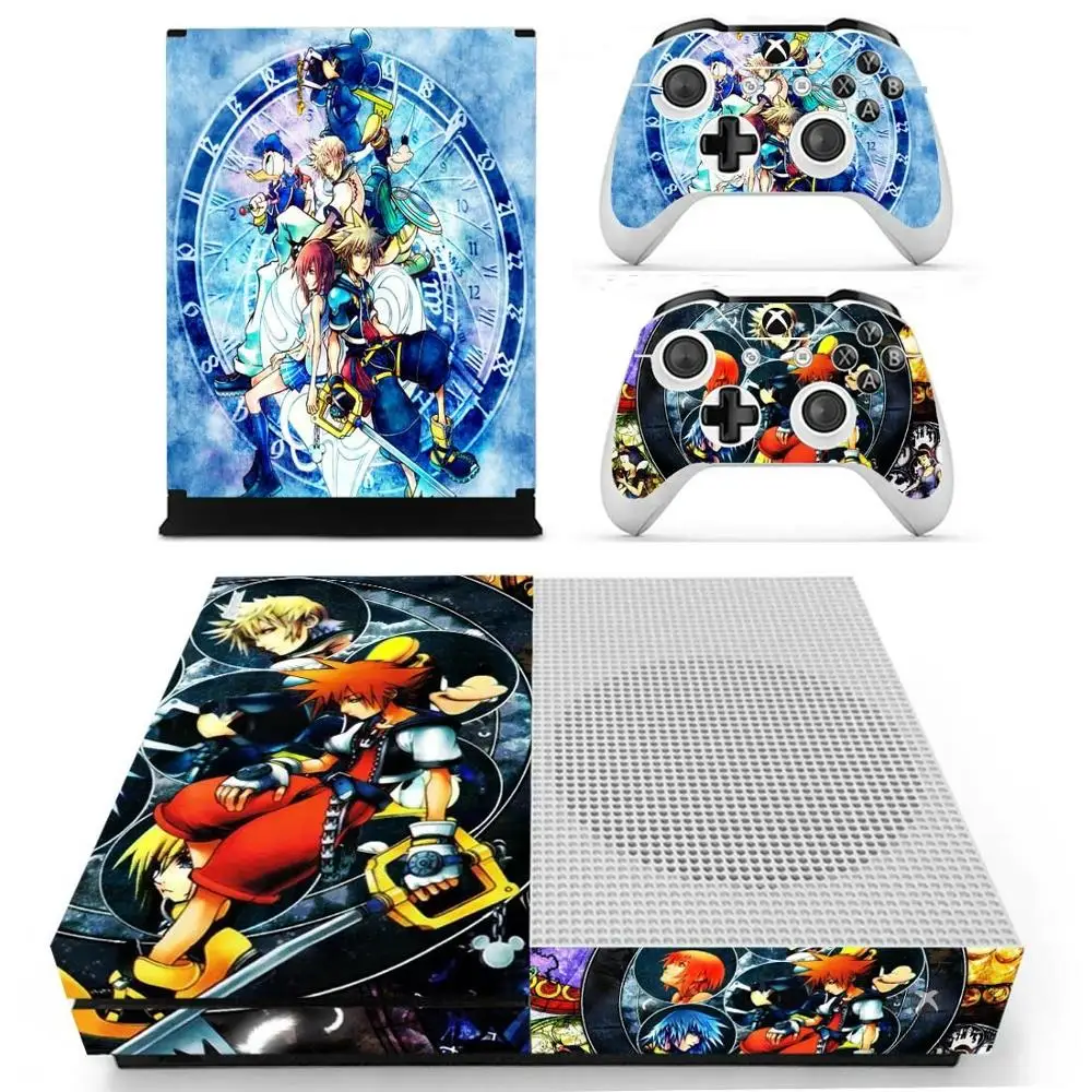 Kingdom Hearts 3 стикер s для Xbox One S кожа Виниловая Наклейка Pegatina для Xbox one тонкая консоль и два контроллера шкуры - Цвет: YS-xboxoneS-0495