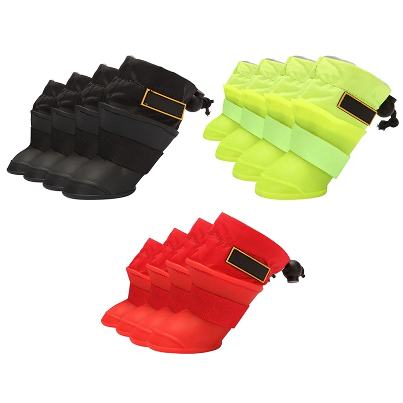 

Dog Puppy Silicone Waterproof Boot Paw Protector Pet Dog Rain Shoes Soft Outdoor Walking Fleece Non-slip Rain Boot Cat 4pcs