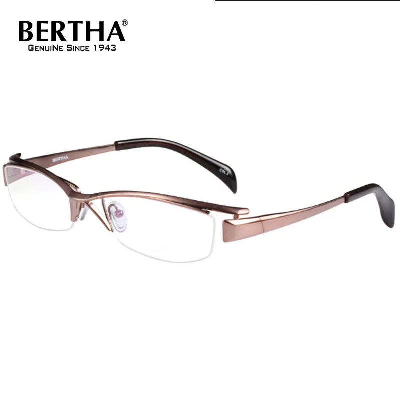 Очки BERTHA из чистого титана, оптические компьютерные очки по рецепту, квадратные полуоправы оправа в деловом стиле для мужчин и женщин J1107 - Цвет оправы: Coffee