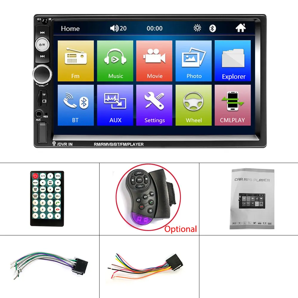 Podofo 2 din Car Radio 7 HD Autoradio Multimedia Player 2DIN Touch Screen Auto audio Car Stereo MP5 Bluetooth USB TF FM Camera (3)