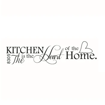 Novelty The Kitchen Is The Heart Of The Home DIY Removable Wall Quote Sticker for Kitchen Decor