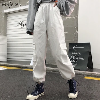 

Pants Women Long Cargo Harem High Elastic Waist Harajuku Letter Casual BF Streetwear Womens Trousers Fashion Ulzzang All-match