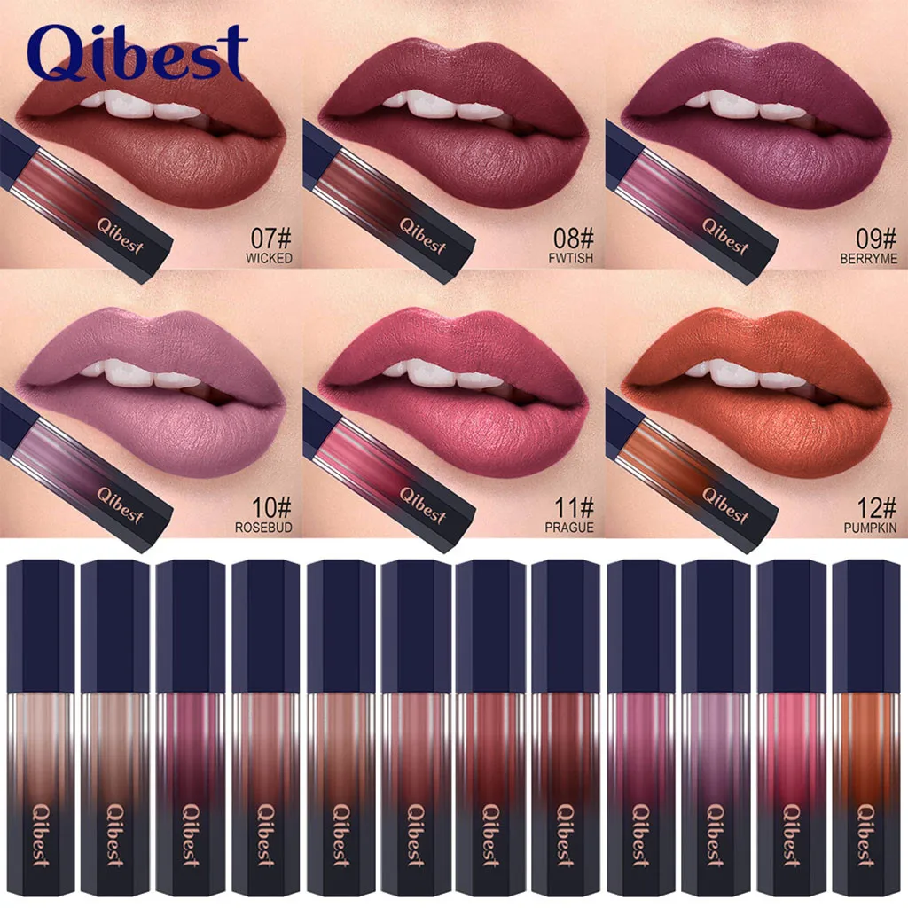 

12 Color Sexy Liquid Lip Gloss Matte Long Lasting Waterproof Cosmetic Beauty Keep 24 Hours Makeup lipgloss Korean Cosmetics